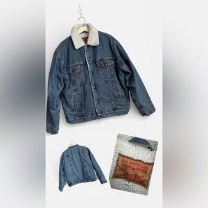 Vtg 90s Levi's Sherpa Lined Denim Trucker Jacket Made In USA